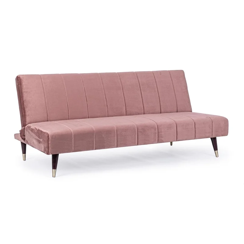 Canapé convertible Bridjet rose poudré (3 places) – Bizzotto