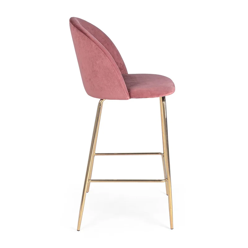 Chaise de bar Carry rose (velours + laiton) – Bizzotto