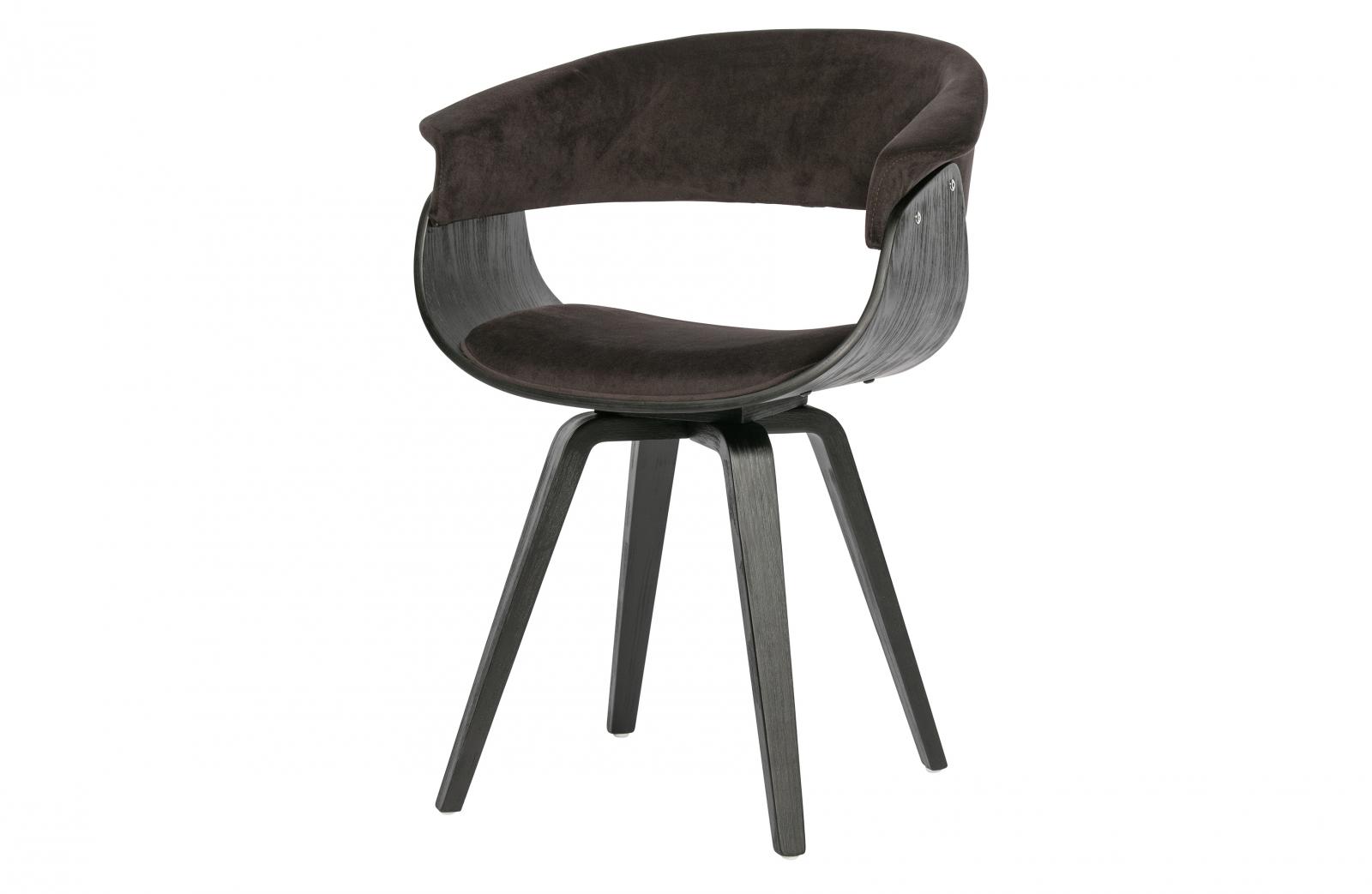 Chaise Catch (bois noir + velours marron)- BePureHome