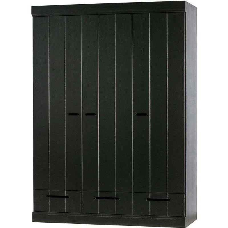 Armoire dressing Connect Epure 3 portes noir (bois massif FSC) – Woood