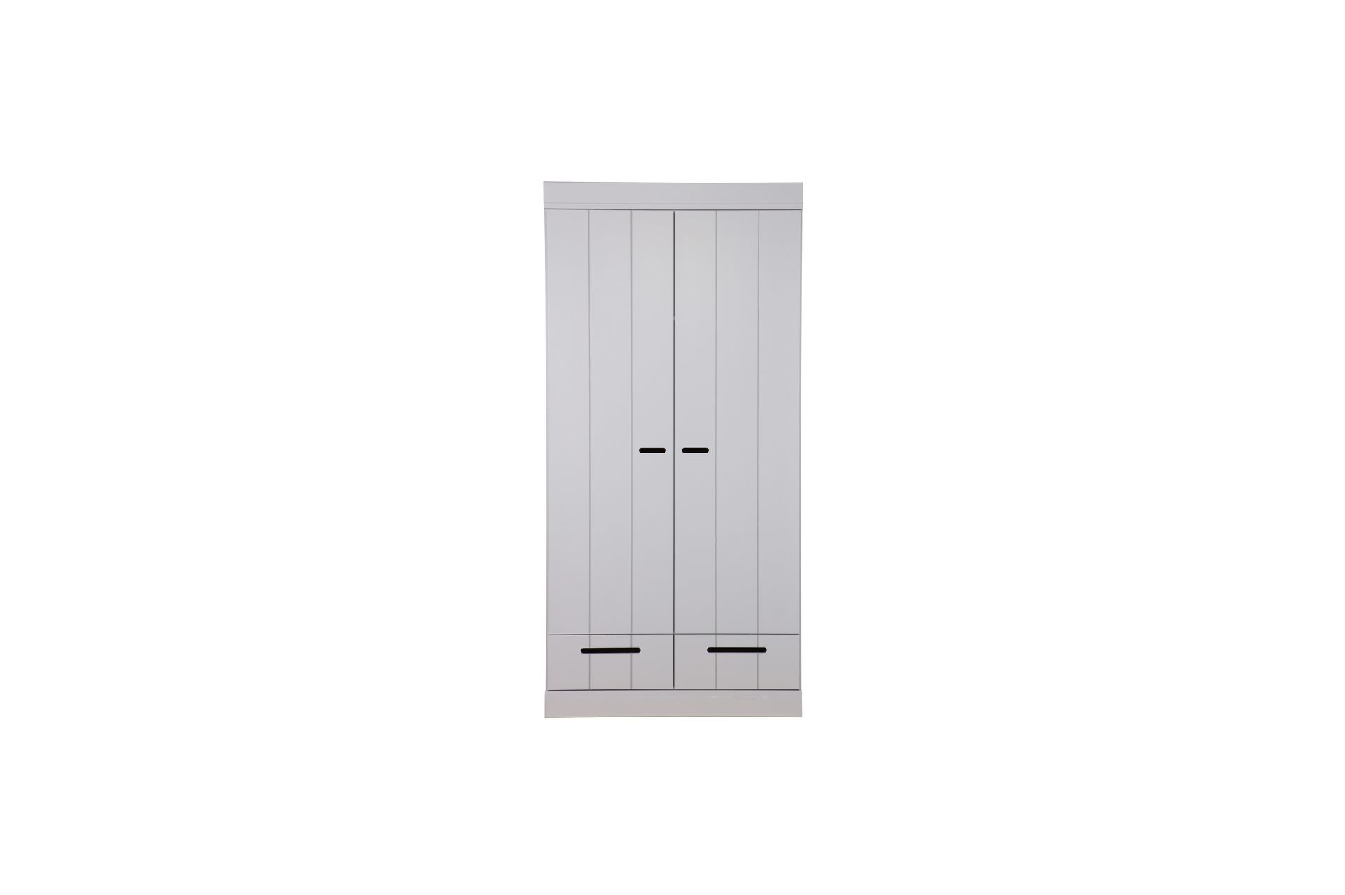 Armoire Connect 2 portes et tiroirs gris (bois massif FSC) – Woood