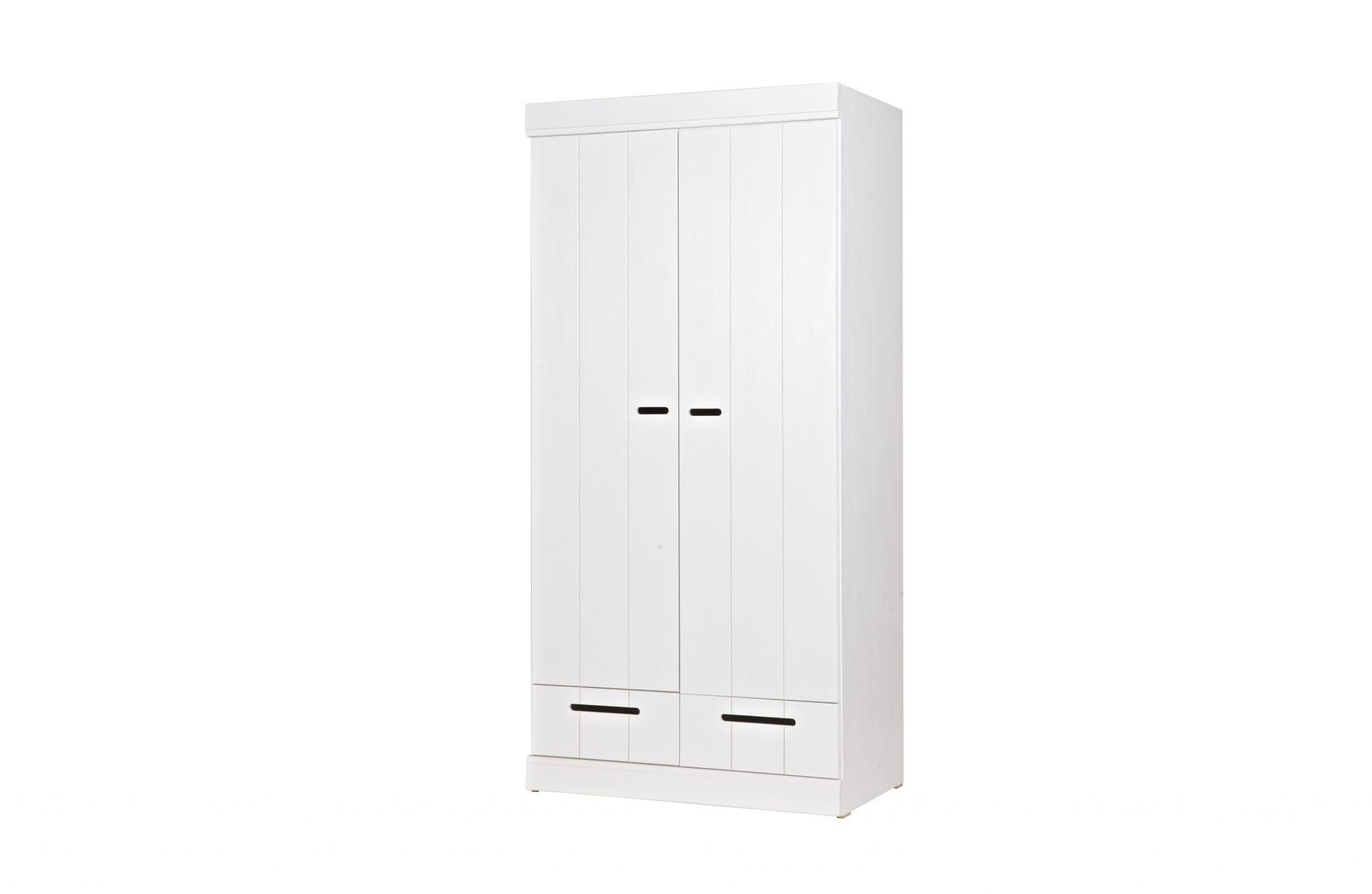 Armoire Connect 2 portes et tiroirs blanc (bois massif FSC) – Woood