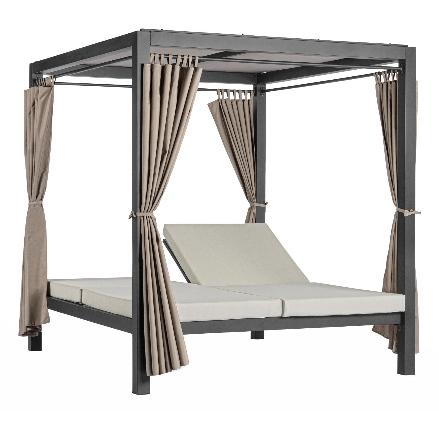 Bain de soleil lit Dream d’extérieur anthracite 2 places (aluminium + tissu technique) – Bizzotto