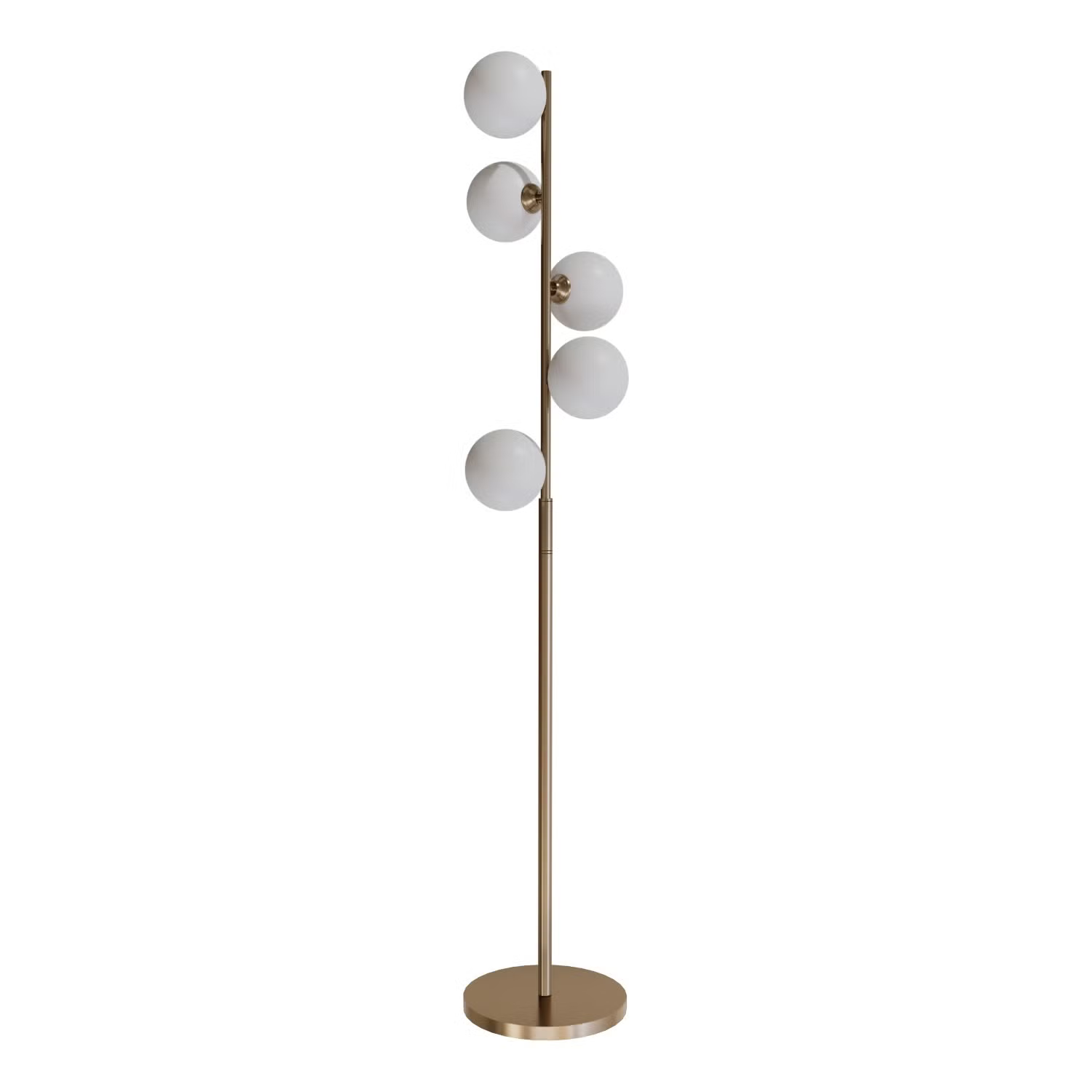 Lampadaire Elina 5 globes doré (acier + verre opalin) – Bizzotto