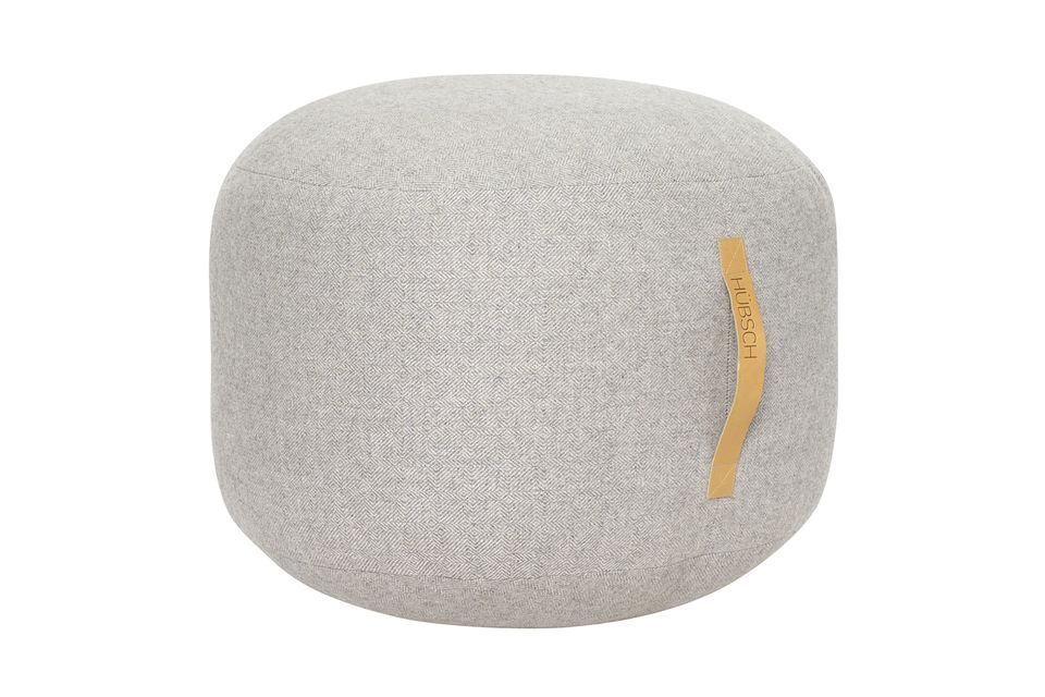 Pouf Galet gris S (laine + cuir) – Hübsch