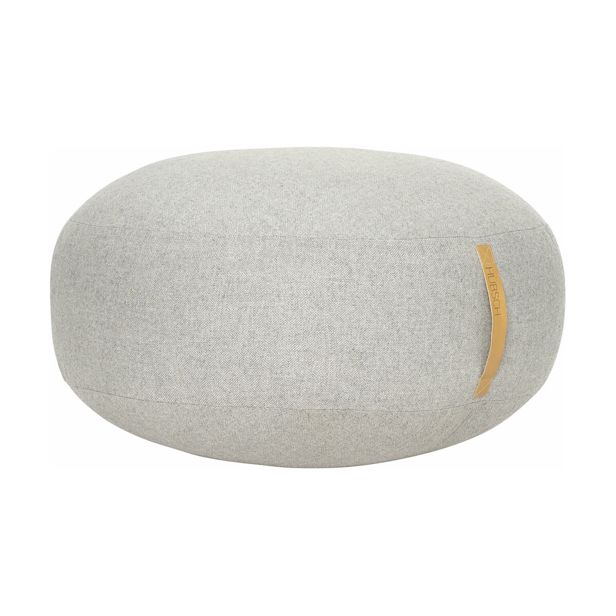 Pouf Galet gris M (laine + cuir) – Hübsch