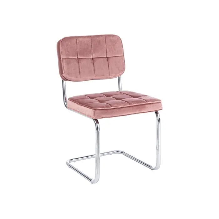 Chaise Iole rose (velours matelassé) – Bizzotto