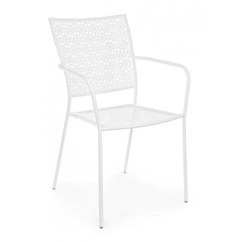 Chaise Jodie d’extérieur blanc acier traité (lot de 2) – Bizzotto