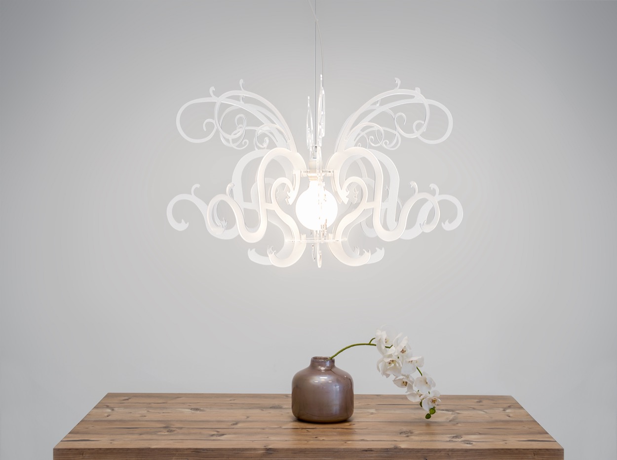 Lustre Super Gorgon XXL arabesques transparent (effet givré) – Iplex